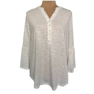 Absolutely Famous V-Neck Embroidered Back Blouse Size L